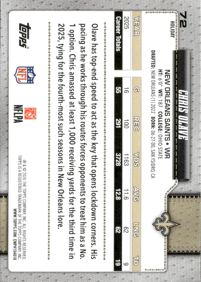Chris Olave card back