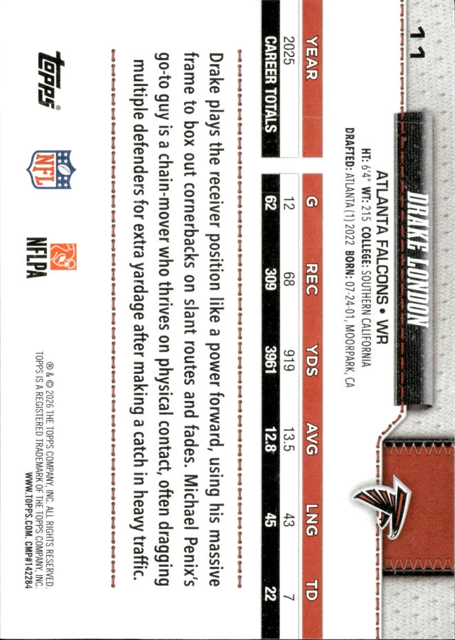 Drake London card back