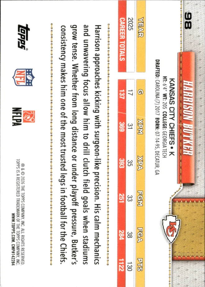 Harrison Butker card back
