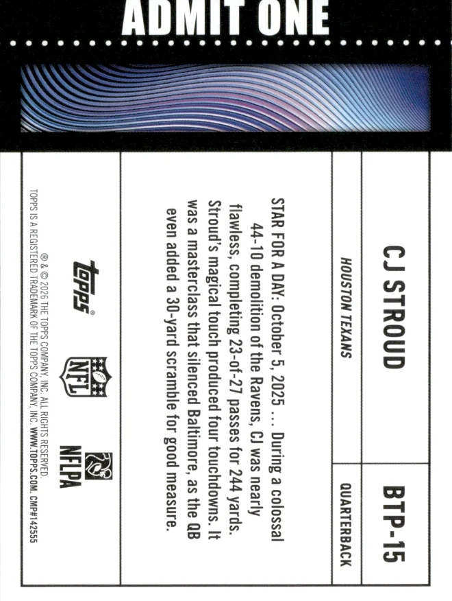 CJ Stroud card back