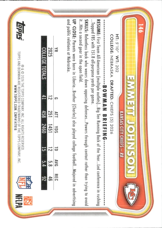 Emmett Johnson card back