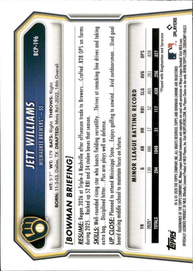 Jett Williams card back