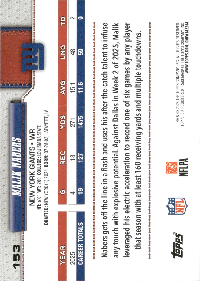 Malik Nabers card back