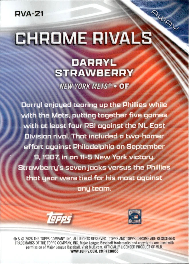 Darryl Strawberry card back