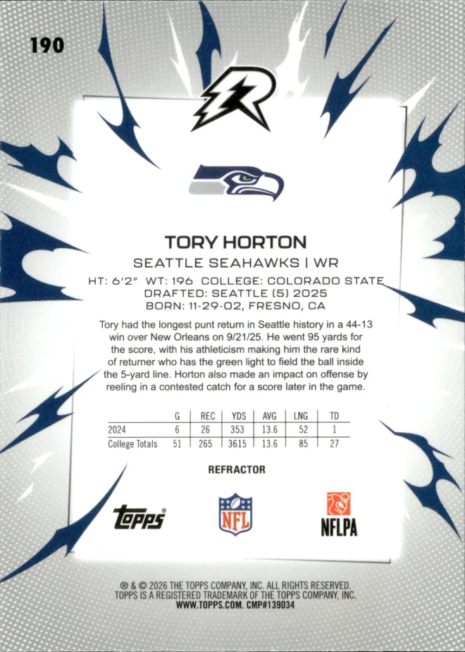 Tory Horton card back