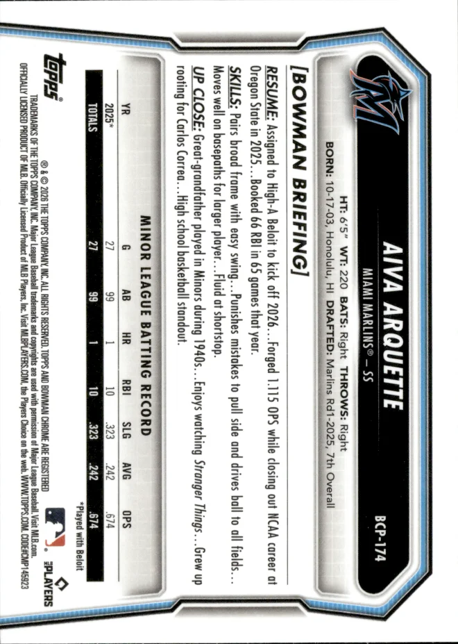 Aiva Arquette card back