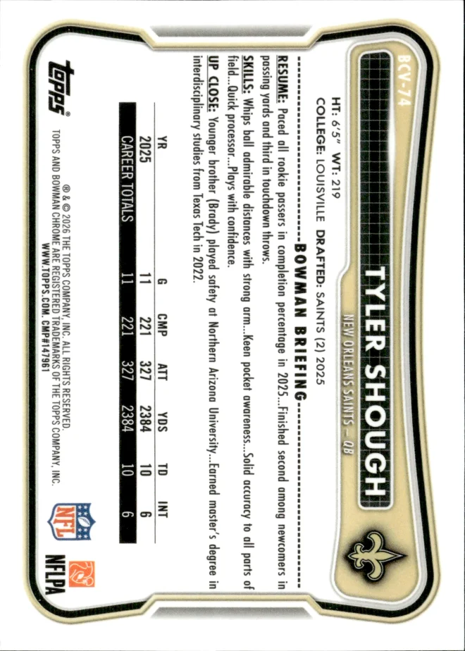 Tyler Shough card back