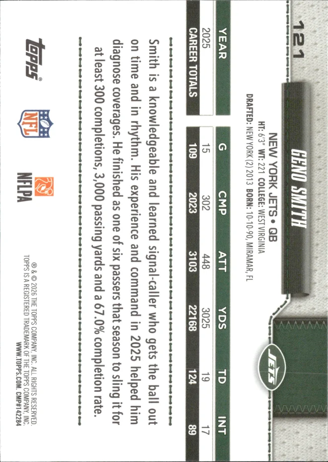 Geno Smith card back