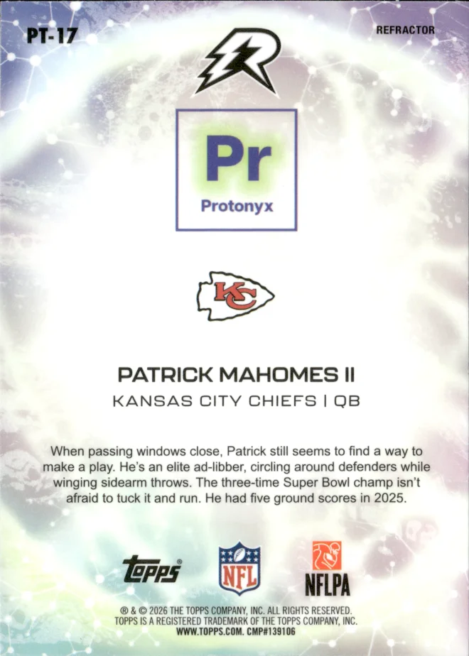 Patrick Mahomes II card back