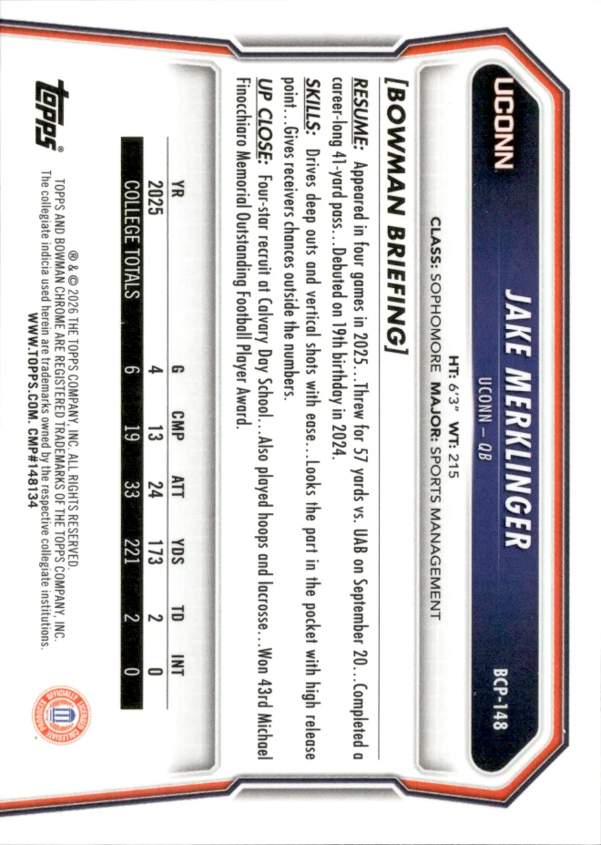 Jake Merklinger card back