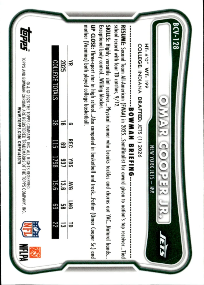 Omar Cooper Jr. card back