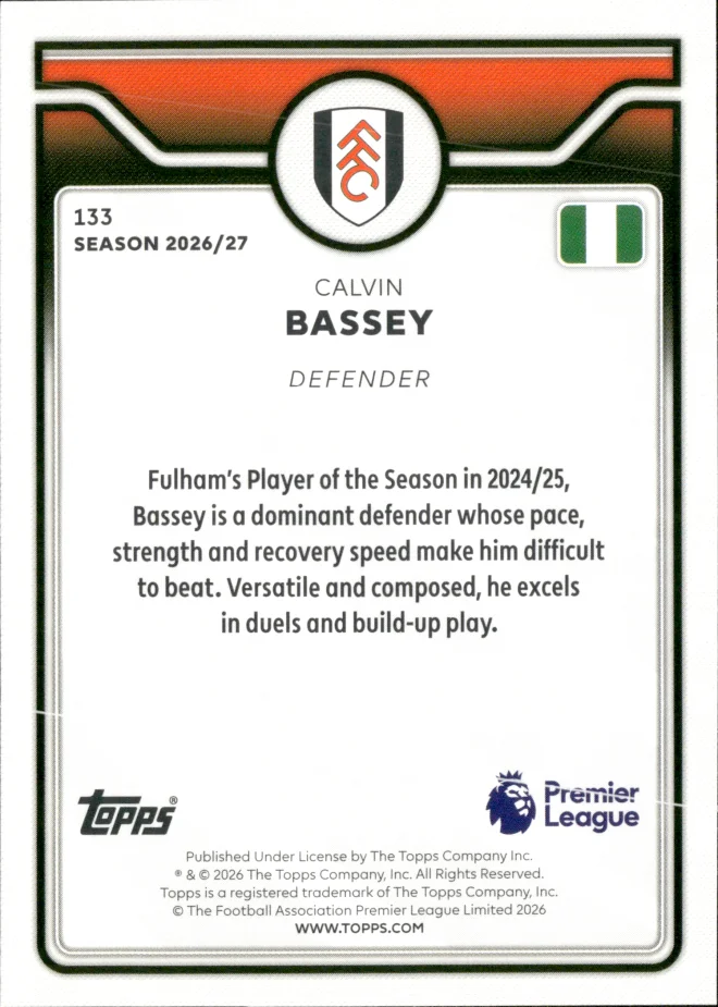 Calvin Bassey card back