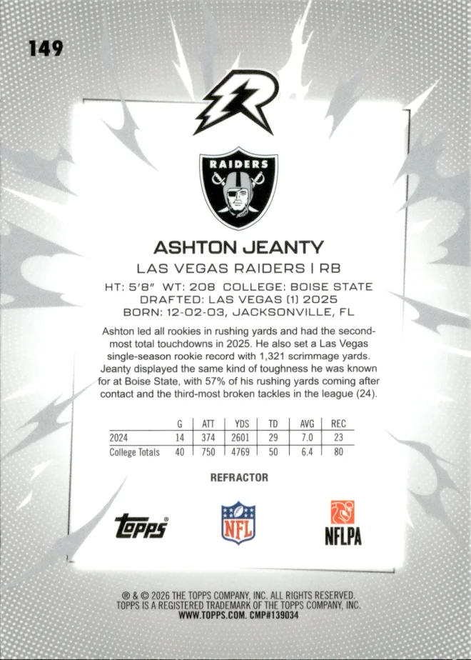 Ashton Jeanty card back