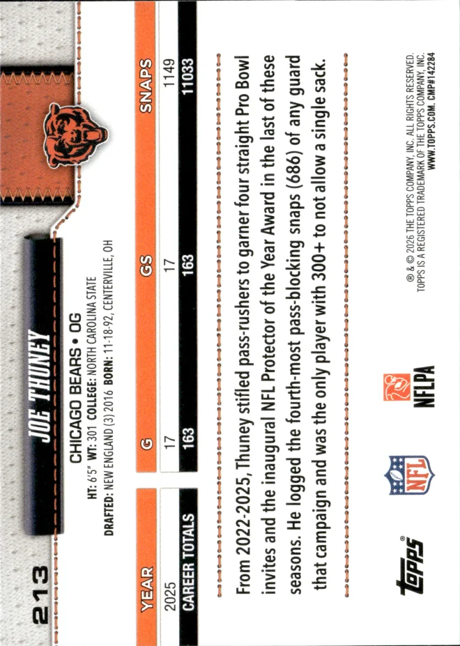 Joe Thuney card back