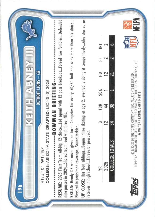 Keith Abney II card back
