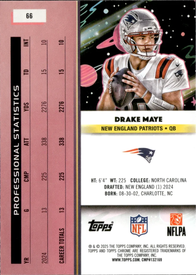 Drake Maye card back