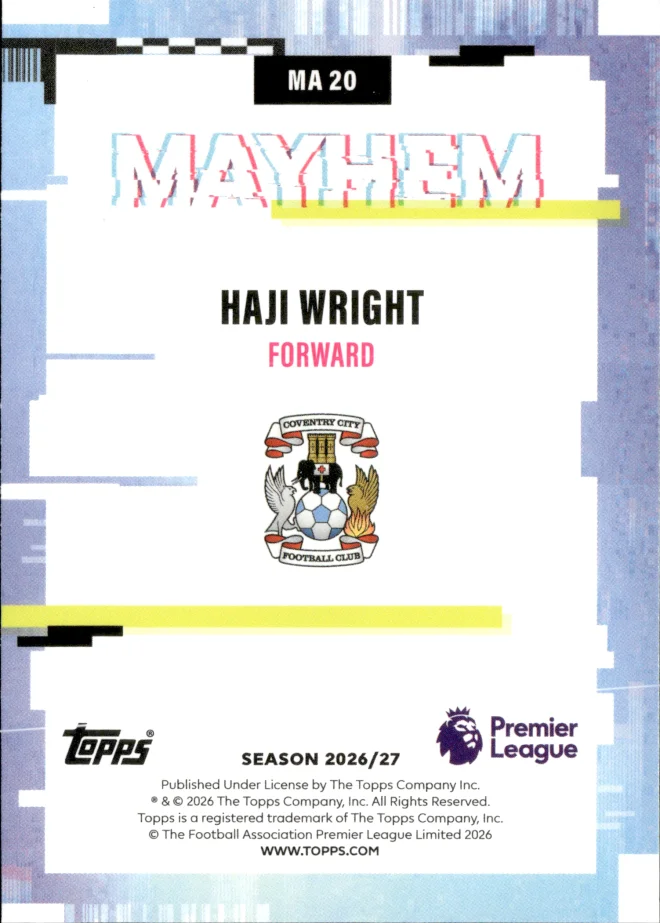 Haji Wright card back