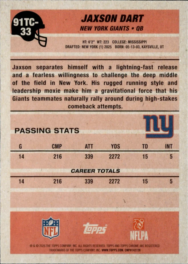 Jaxson Dart card back