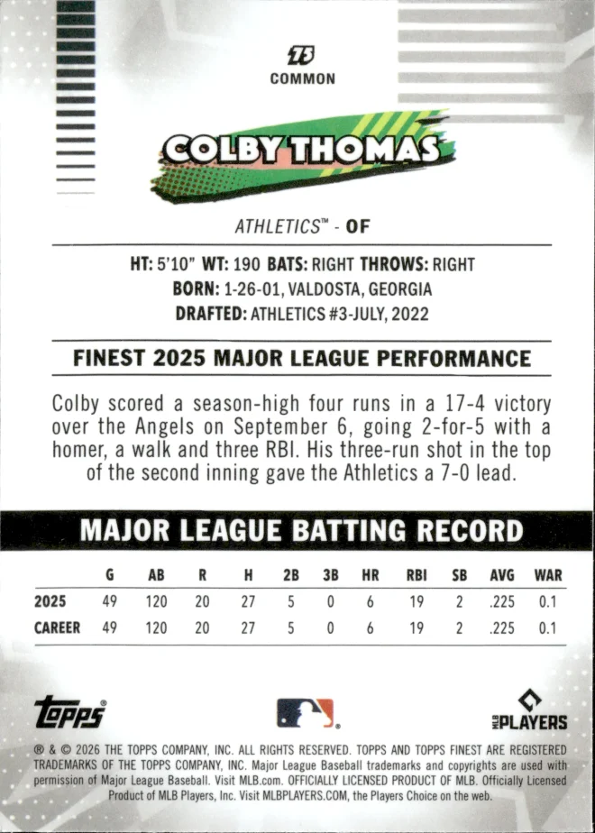 Colby Thomas card back