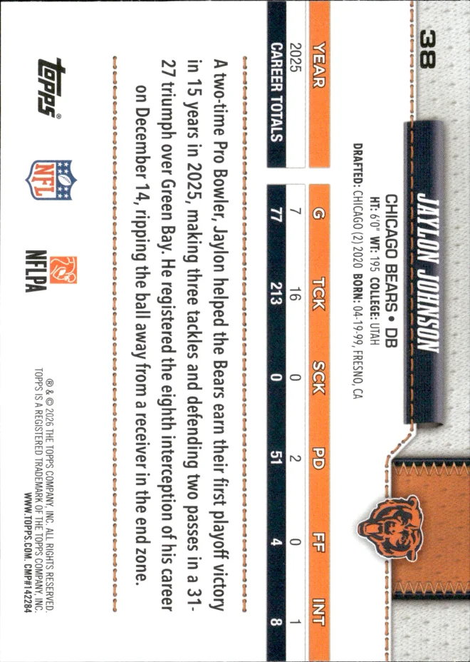 Jaylon Johnson card back
