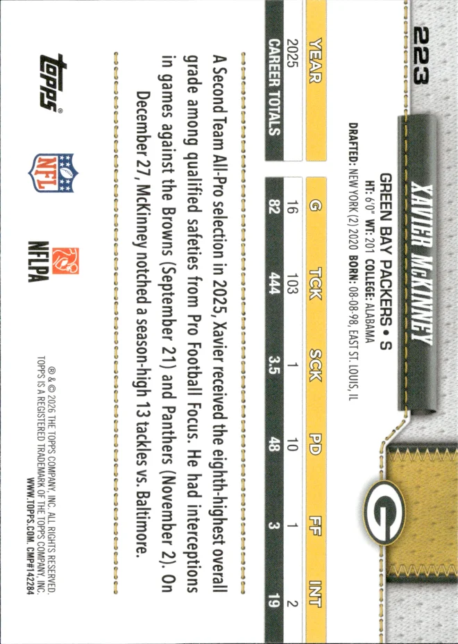 Xavier McKinney card back
