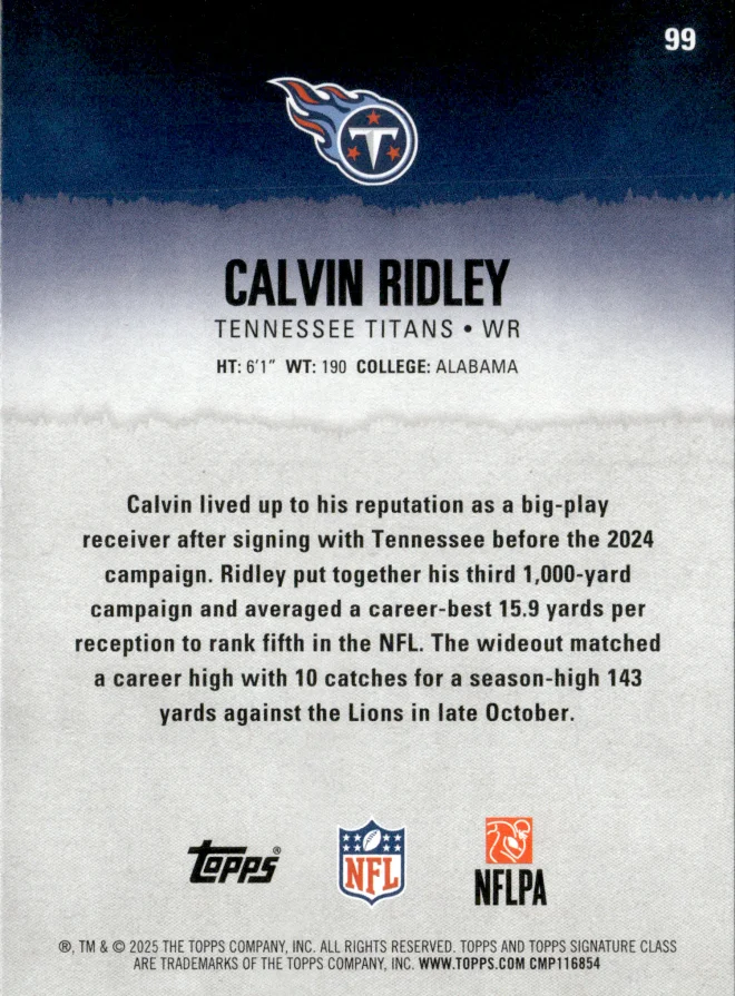 Calvin Ridley card back