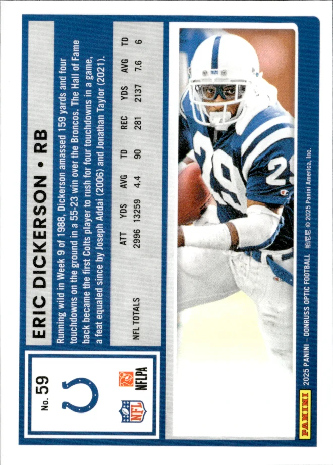 Eric Dickerson card back