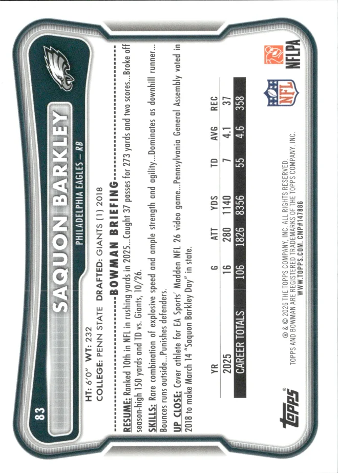 Saquon Barkley card back