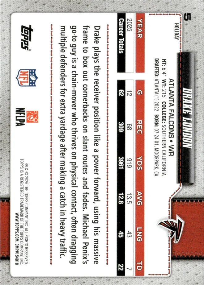 Drake London card back