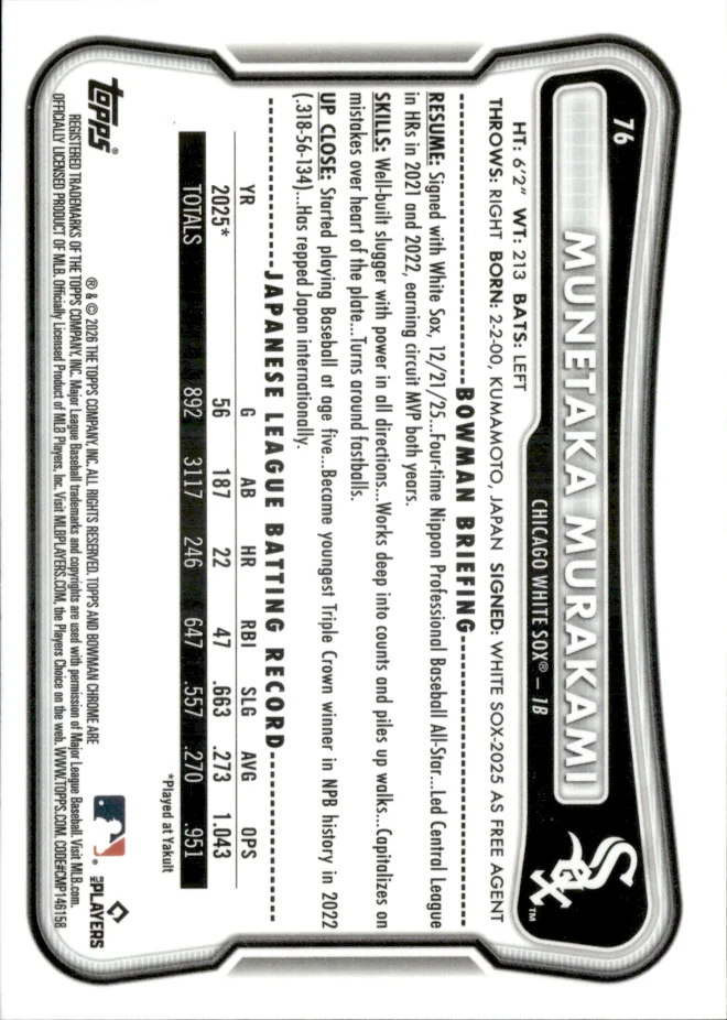 Munetaka Murakami card back