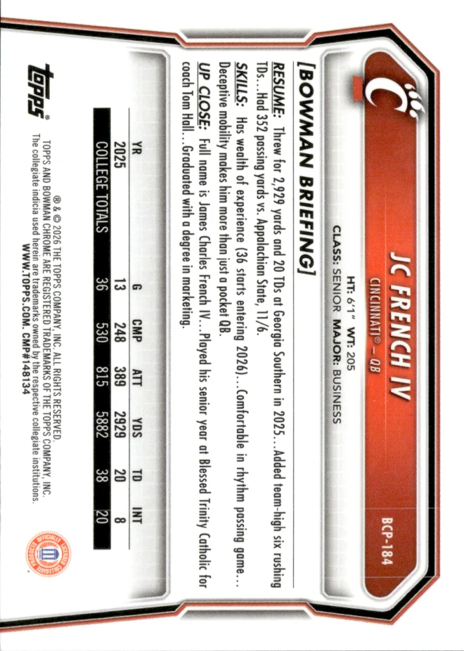 JC French IV card back
