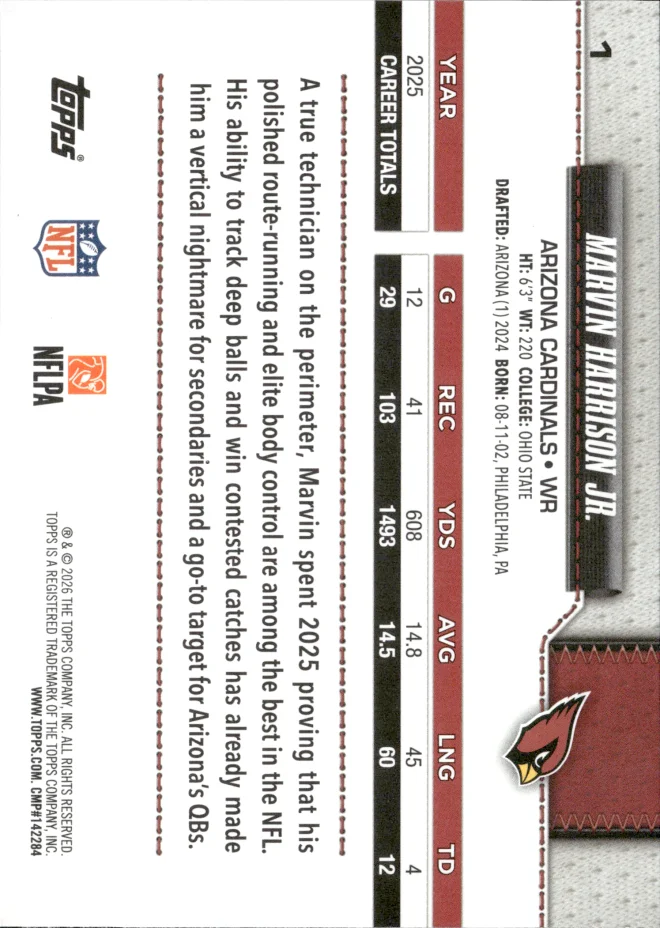 Marvin Harrison Jr. card back