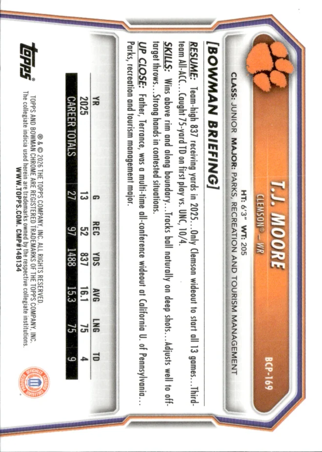 T.J. Moore card back
