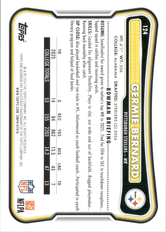 Germie Bernard card back