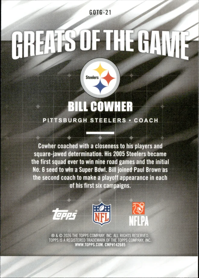 Bill Cowher card back