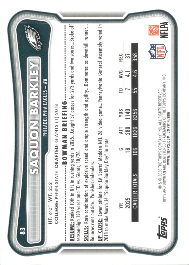 Saquon Barkley card back