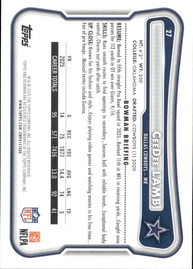 CeeDee Lamb card back