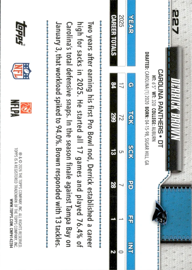 Derrick Brown card back