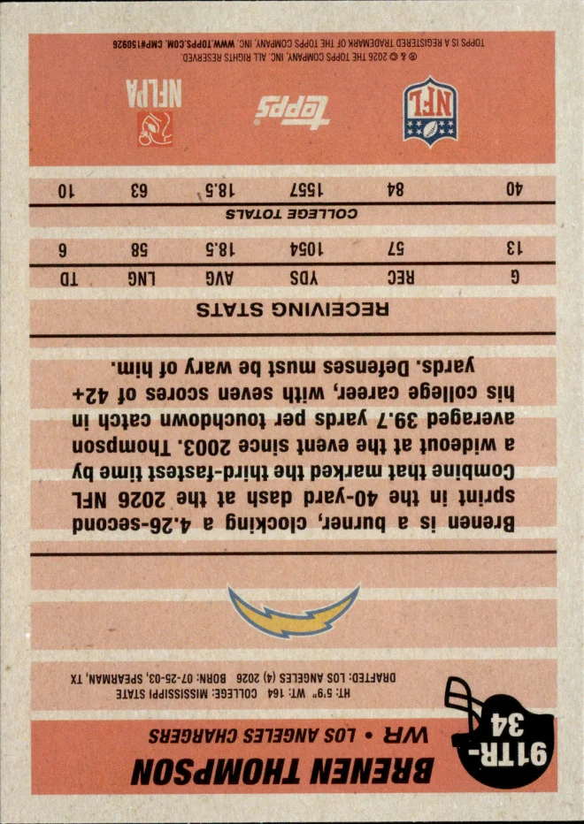 Brenen Thompson card back