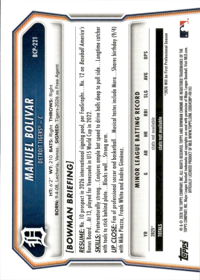 Manuel Bolivar card back