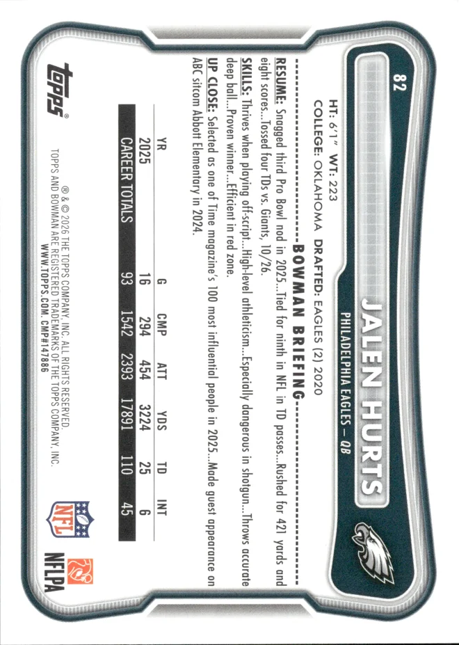 Jalen Hurts card back