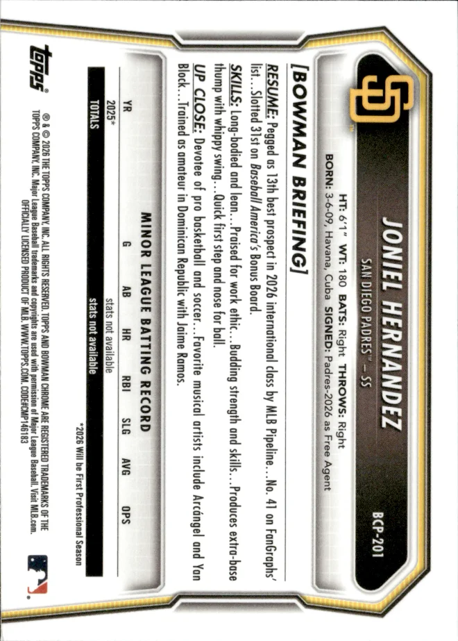 Joniel Hernandez card back