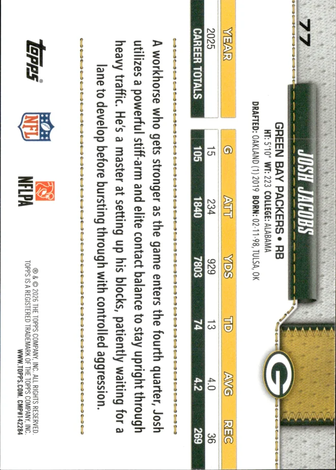 Josh Jacobs card back