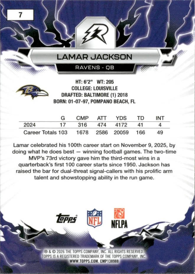 Lamar Jackson card back