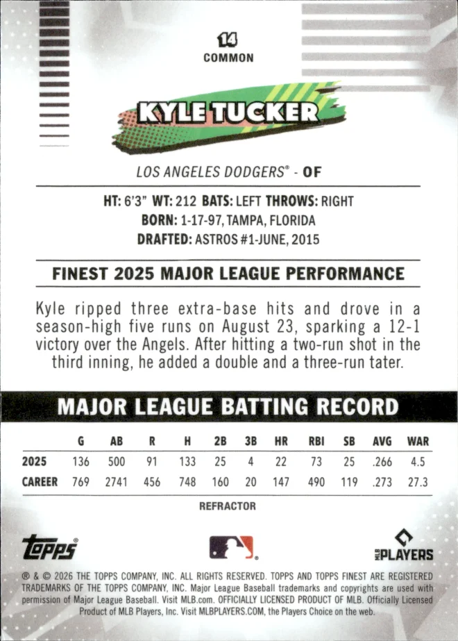 Kyle Tucker card back