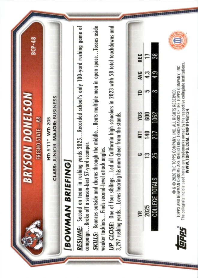 Bryson Donelson card back