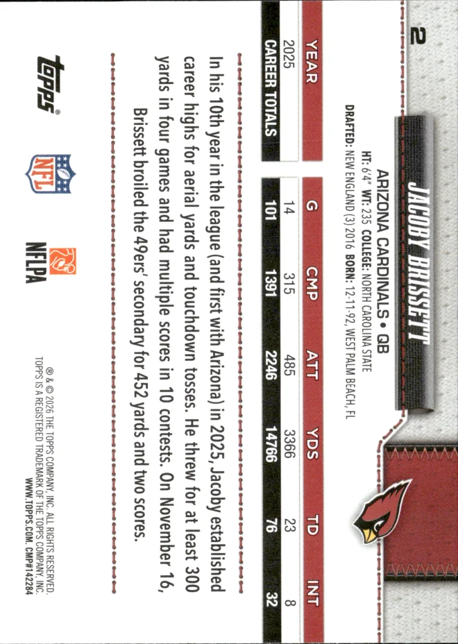 Jacoby Brissett card back