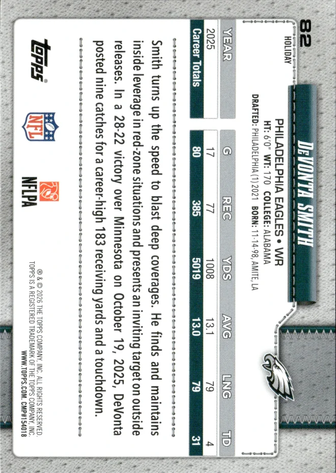 DeVonta Smith card back