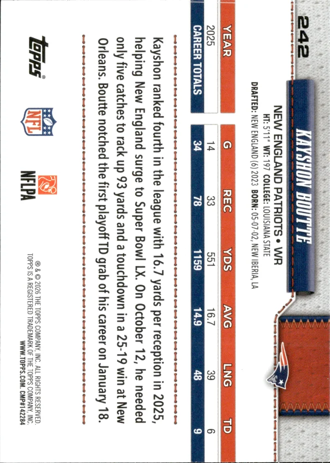 Kayshon Boutte card back