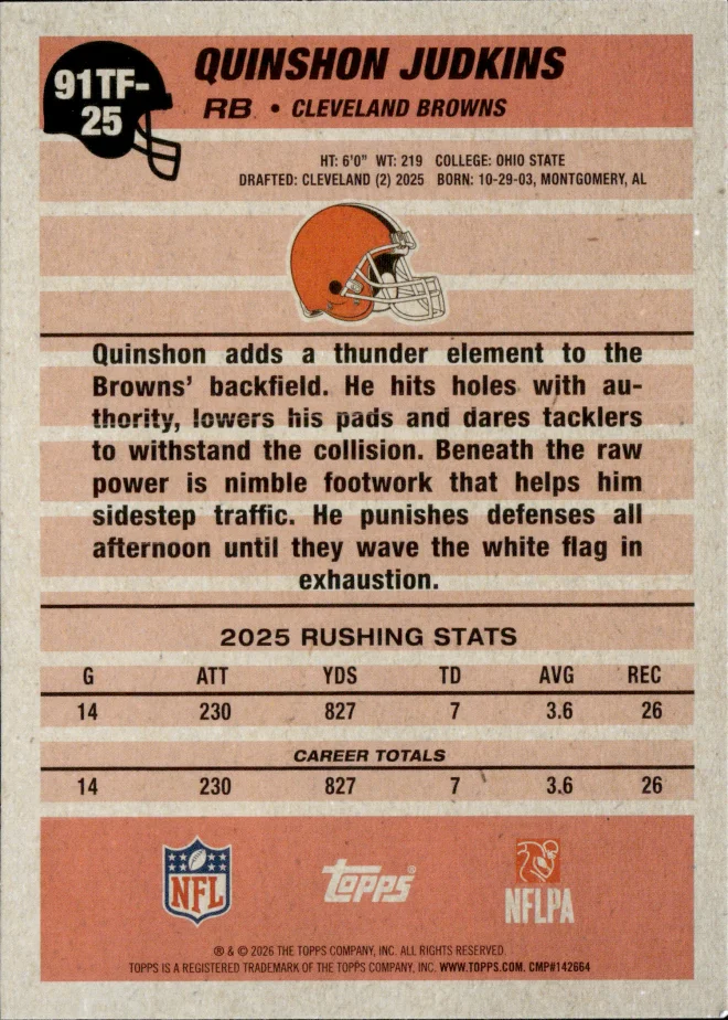 Quinshon Judkins card back